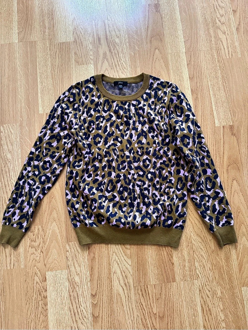 EUC J. Crew Leopard Crewneck Sweater Brown & Pink XXS